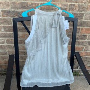 White House Black Market Shimmering Silver Blouse